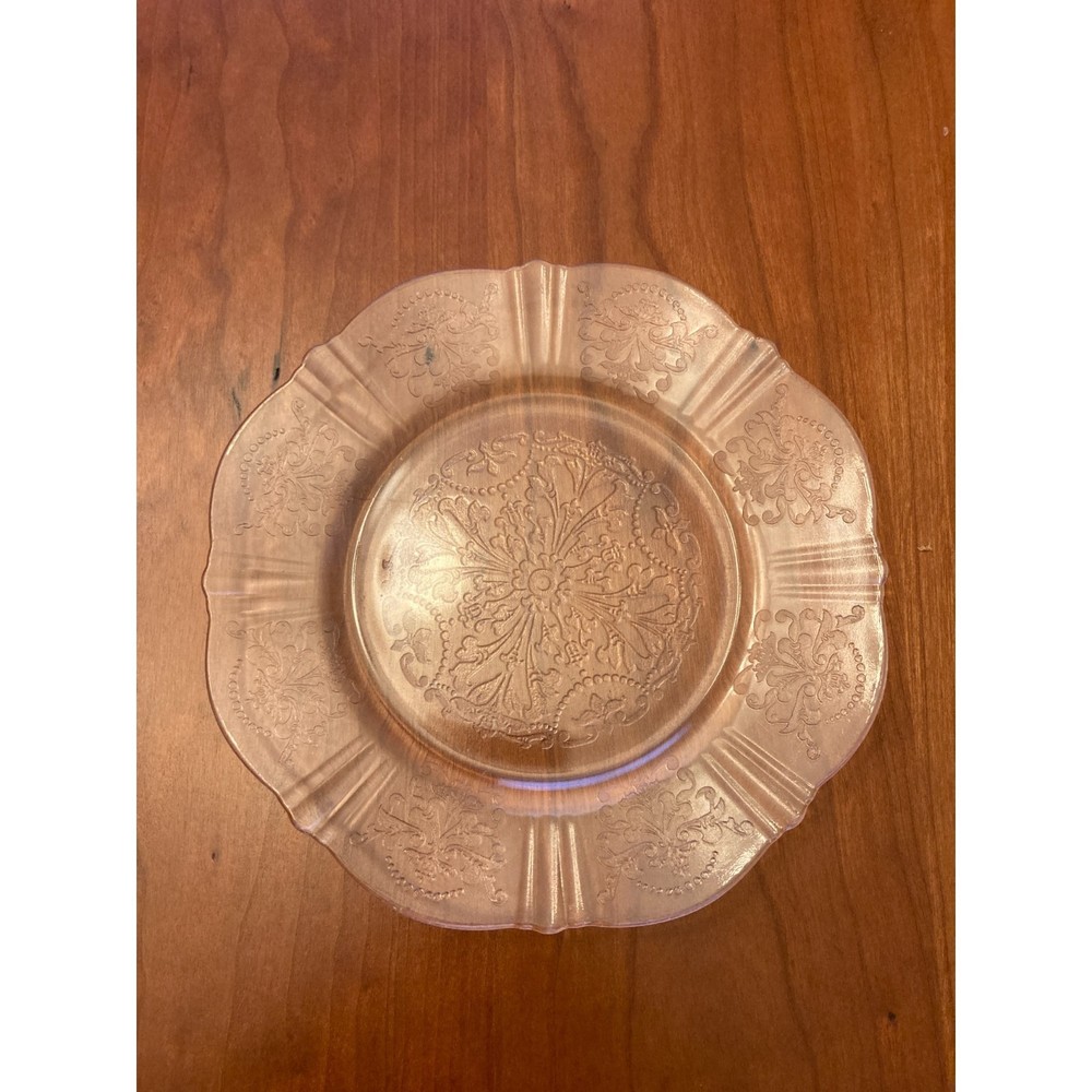Vintage Pink Etched Depression Glass Plate Bread and Butter Dessert Plate 6"